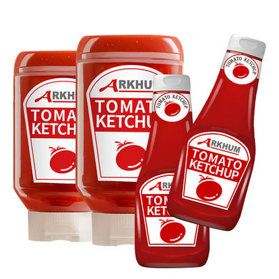 品質 Flavored Tomato Sauce Ketchup Flavored Condiment with 150g Bag and 150g Box Packaging and Nutrient Reference Value Energy 7% 工場